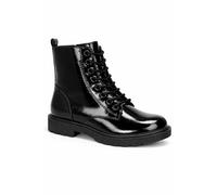 Spot On Women's Lace Up Ankle Boot with Chunky Sole & Textured Finish in True Black | Size: 7 Spot On True Black 7