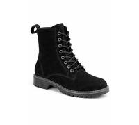 Spot On Ladies Low Lace Up Ankle Boot with Inside Zip F51206 - Black Suede Leather - UK Size 6 - EU Size 39 - US Size 8