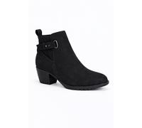 Spot On Ladies Wide Fit Zip Up Ankle Boots F51258 - Black Synthetic - UK Size 9 - EU Size 42 - US Size 11