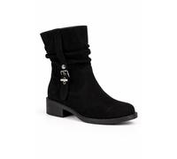 Spot On Ladies Spot On Low Heel Microfibre Zip Mid Calf Boots F51254 - Black - UK 6