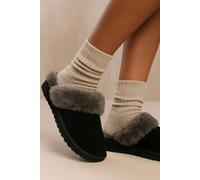 Spot On Ladies Spot On Suede Mule Slippers X2125 - Black - UK 4