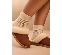 Spot On Ladies Spot On Suede Mule Slippers X2125 - Tan - UK 7