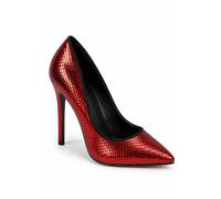 Spot On Women's Snake Print Pointed Toe Stiletto Court Shoes in Scarlet | Size: 4 Spot On Scarlet 4