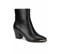 Spot On Women's Suedette & Faux Leather Mid Heel Ankle Boots with Gold Trim in Black | Size: 4 Spot On Black 4