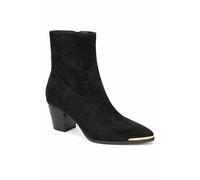 Spot On Women's Suedette & Faux Leather Mid Heel Ankle Boots with Gold Trim in True Black | Size: 6 Spot On True Black 6
