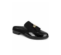 Spot On Women's Tassel Trim Slip On Mule Loafers in Jet Black | Size: 5 Spot On Jet Black 5
