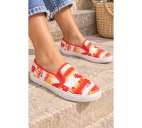 Spot On Women's Tropikal Slip On Canvas Trainers in Tangerine | Size: 6 Spot On Tangerine 6