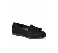 Spot On Women's Wide Fit Tassel Detail Slip On Loafer Flat Shoe in Black | Size: 4 Spot On Black 4