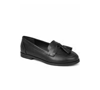 Spot On Women's Wide Fit Tassel Detail Slip On Loafer Flat Shoe in True Black | Size: 5 Spot On True Black 5