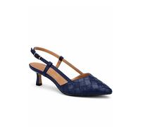 Spot On Women's Woven Slingback Kitten Heel Shoes with Pointed Toe in Dark Blue | Size: 5 Spot On Dark Blue 5