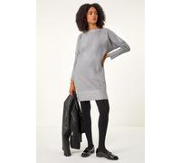 Spot Print Border Knitted Jumper Dress Roman Light Grey 20