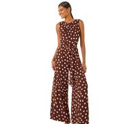 Spot Print Chiffon Belted Jumpsuit Roman Brown 18
