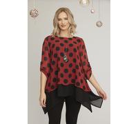 Spot Print Double Layered Chiffon Top Saloos Dark Red 22