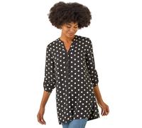 Spot Print Longline Buttoned Blouse Roman Black 10