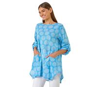Spot Print Longline Tunic Top Roman Light Blue 14