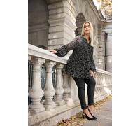 Spot Print Pleated Blouse Yours Black 16