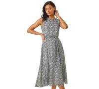 Spot Print Pleated Midi Dress Roman White 18