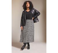 Spot Print Pleated Skirt Evans Black 18
