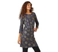Roman Originals Spot Print Zip Pocket Jersey Dress for Women UK - Ladies Everyday Holiday Autumn Winter Round Neck 3/4 Sleeves Comfy Soft Evening Vacation Work Party Shift - Lime - Size 18
