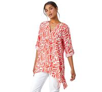 Spot Print V-Neck Hanky Hem Tunic Top Roman Orange 12