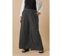 Spot Print Wide Leg Trousers Yours Black 16