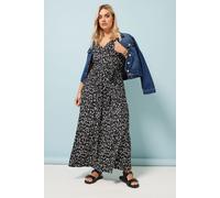 Yours Curve Textured Spot Print Wrap Maxi Dress - Women's - Plus Size Curve Black