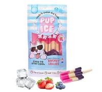 SPOT Pup Ice- Ready to Freeze at Home Dog Treats-Edible Chews for Medium Breed Dogs & Puppies with Real Chicken to Keep Your Pup Cool Year Round, Rocket Lollies Strawberry & Blueberry Flavor, 2pcs