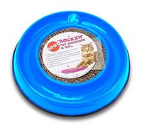 SPOT Rockin' Cat Scratcher Toy- Interactive Cat and Kitten Toy with LED Light Up Ball, Wobble Action, Corrugated 5 Inch Scratching Pad for Claw Grooming and Bag of Catnip, Assorted Colors, 1pc