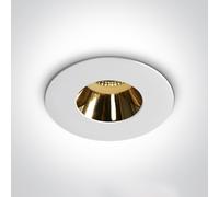 Spot Round Anti Glare Recessed Fixed Downlight - White with Gold Reflector