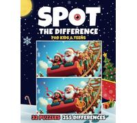 Spot the Difference Book: 32 Christmas Picture Puzzles with 255 Differences to Find for Kids and Teens