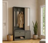 Spot Uni Modern Wardrobe Green Stone 100X33X190 Cm Storage Unit With Mirror
