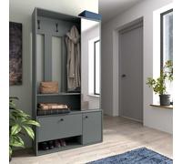 Spot Uni Wardrobe With Mirror Modern Functional Storage Unit 100X33X190 Cm Green Stone