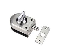Spotact 304 Stainless Steel Glass Door Lock Floor Latch Bolt | Keyless security, for 10-12mm sliding/swing door, no-drill clamp mount, anti-theft, for bathroom office shop, silver