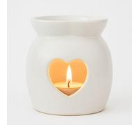 Spotless Leopard Heart-Shaped Ceramic Candle Holder 4 inch Tall - Stylish Burner for Home Decor, Relaxation, and Gifting - Light Grey
