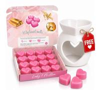 Spotless Leopard Lady 1 Million Wax Melts Gift Set with Free Ceramic Burner Included, 16 Heart Melts, Fruity Floral Amber Perfume-Inspired Fragrance, Eco-Friendly Wax, Deluxe Gift