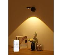 Spotlight Battery Operated, Motion Sensor Picture Light LED Cat-Eye Bulb Wall Sconce, Stick on Display Accent Lighting Dimmable 360° Rotation Rechargeable for Paintings (Black, 1Pack-Remote)