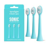 Spotlight Oral Care Sonic Toothbrush Replacement Heads - 3 Pack, Made by Dentists, Micro-Action Bristles Target Plaque, 9-Month Supply, Fits Spotlight Sonic Toothbrush Only, Blue
