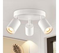 Spotlights Ceiling Lights 3 Way White, GU10 LED Spotlight Rotatable Round, Modern Metal Ceiling Spot Light Fitting, GU10 LED Ceiling Light for Hallway Kitchen Bedroom, Bulb not Included