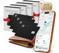 SPOTMINDERS Apple MFi Certified Credit Card Wallet Tracker PRO 4-Pack (iOS Only) Works with Apple Find My Tracking Card for Wallet Rechargeable Tag IP68 0.07in Slim iPhone Item Finder for Tags Luggage