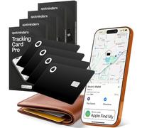 SPOTMINDERS Apple MFi Certified Credit Card Wallet Tracker PRO 4-Pack (iOS Only) Works with Apple Find My Tracking Card for Wallet Rechargeable Tag IP68 0.07in Slim iPhone Item Finder for Tags Luggage