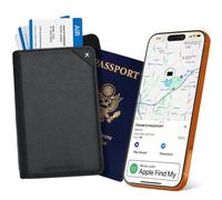 Spotminders. Apple MFi Certified Trackable Passport Holder for Travel (iOS Only) Works with Apple Find My, Rechargeable Passport Cover Air 3-Year Battery Life, Black RFID Blocking Travel Wallet Gift