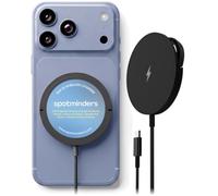 SPOTMINDERS Magnetic Wireless Charger with Stand, 15W Qi Fast Charging Pad for iPhone, AirPods, Samsung, Android & Spotminders Tracking Card, Built-in 1m USB-C Cable, Non-Slip, Cooling, No AC Adapter