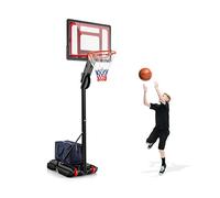 SPOTRAVEL 10FT Basketball Hoop, 1.05-2.6m Height Adjustable Portable Basketball Set with Backboard, Wheels and Stable Base, Basketball Backboard System for Teens, Youth & Adults