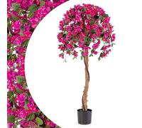 SPOTRAVEL 130CM/4.3FT Artificial Azalea Tree, Faux Ficus Tree with 576 Flowers, 288 Leaves, and Pot, Indoor Outdoor Decorative Fake Potted Flower Plant for Living Room Home Office (1, Red)