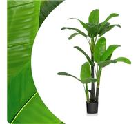 SPOTRAVEL 150/160cm Artificial Banana Tree, Imitation Frond Leaf Tropical Plants with 18 Leaves & Plastic Pot, Indoor Outdoor Fake Decorative Plants for Home Office Decoration (1, 150cm)