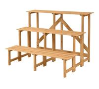 SPOTRAVEL 3-Tier Plant Stand, High Low Ladder Flower Shelf Plant Pot Rack, Indoor Outdoor Wooden Corner Shelf Flower Display Organizer for Garden Lawn Patio Office, 120 x 78 x 82cm