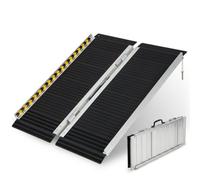 SPOTRAVEL 3FT/4FT/5FT Folding Wheelchair Ramp, Portable Aluminum Ramp (3FT) | Transition Plate, Reflective Warning Stickers, Non-Slip Threshold Ramp for Home Steps, Scooters, Strollers