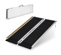 SPOTRAVEL 3FT/4FT/5FT Folding Wheelchair Ramp, Portable Aluminum Ramp (4FT) | Transition Plate, Reflective Warning Stickers, Non-Slip Threshold Ramp for Home Steps, Scooters, Strollers