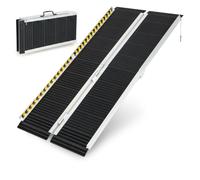 SPOTRAVEL 3FT/4FT/5FT Folding Wheelchair Ramp, Portable Aluminum Ramp (5FT) | Transition Plate, Reflective Warning Stickers, Non-Slip Threshold Ramp for Home Steps, Scooters, Strollers