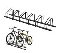 SPOTRAVEL 4/6 Bicycle Rack, Floor Wall Mount Bike Parking Stand, Cycling Storage Locking Stands for Garden, School, Parking Lot and Garage (Black-6 Bike)